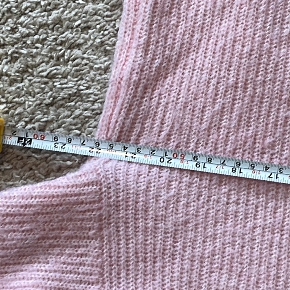 La Maille frnch Paris Cable Knit Asymmetrical Sweater  Pink knit button … - Picture 6 of 10